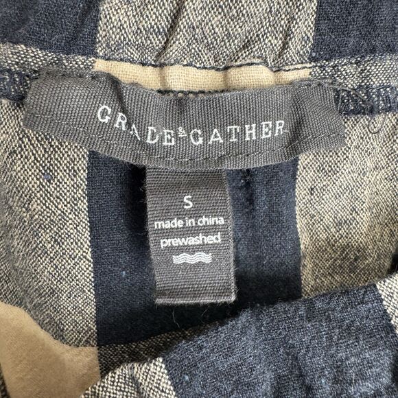 Grade & Gather Dress Womens Small Navy Buffalo Check Linen Beachy Boho Coastal - Picture 12 of 15